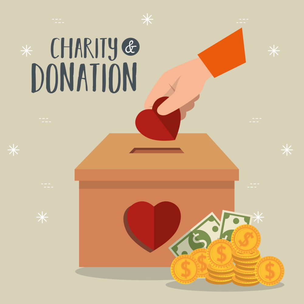 hands with hearts charity donation vector illustration design